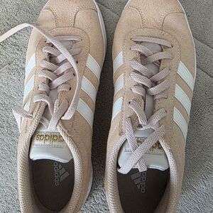 Adidas Women's Peach and White Sneakers